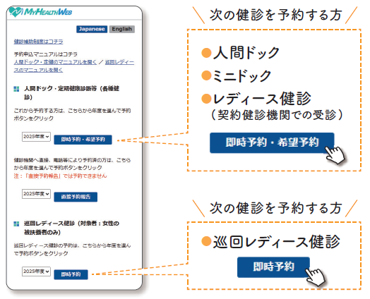 ②希望する健診を予約する
